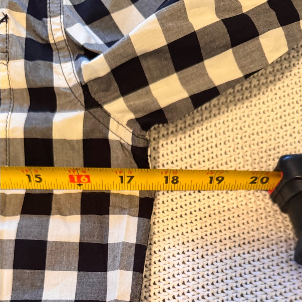 TUCKER + TATE Boys Tartan Plaid Button Down Shirt Navy Blue Rust Orange White - Picture 7 of 8